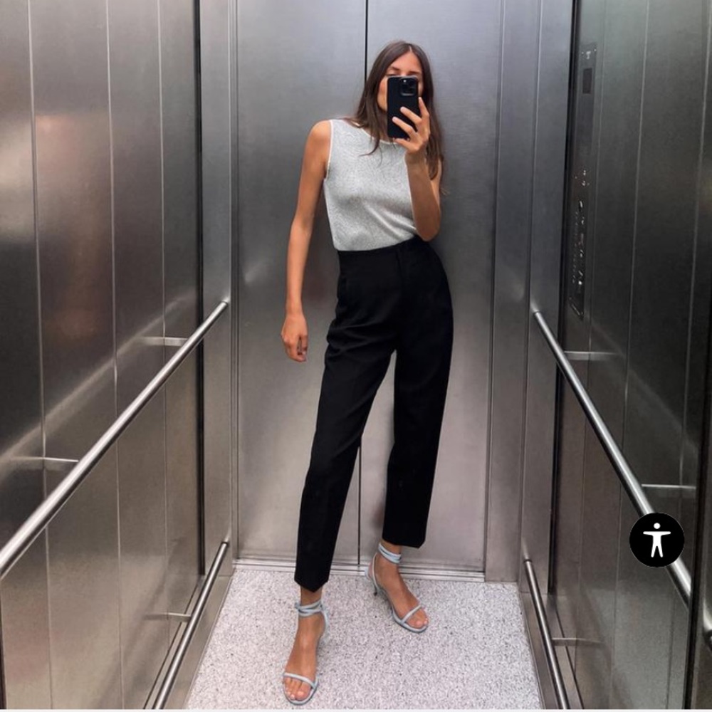 ZARA HIGH WAISTED PANT BLACK MEDIUM